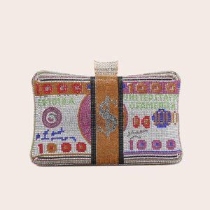 Sequin Glitter Colorful Money Purse Clutch Going Out Bag Fun Vegas